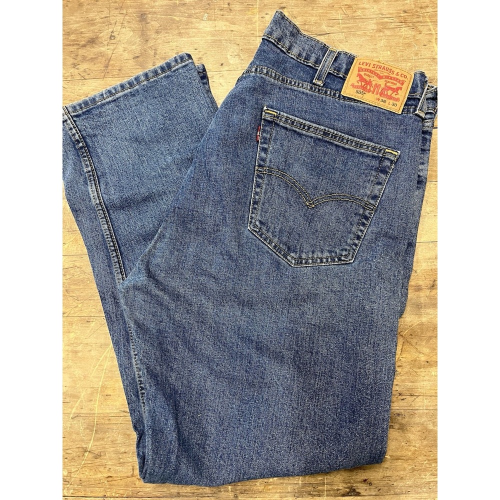 Levi's 505 Regular Fit Straight Leg Jeans Men's 38x30 Blue Denim